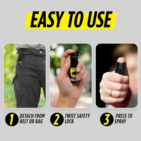 Guard Dog Security Pepper Spray for Self Defense, Collar Clip For Easy Carry & Fast Access, Pepper Spray For Women, Men, OC Spray with UV Dye, Maximum Police Strength, Safety Twist Lock, 16 feet Range in Kuwait