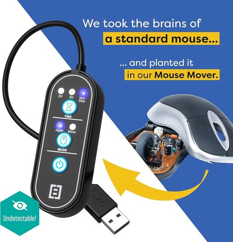 TECH8 USA, 2-in-1 Mouse Mover and Jiggler in 1, Keeps PC Active, Status Green, Undetectable, Timer Function, Dual Mode, American Company in Kuwait
