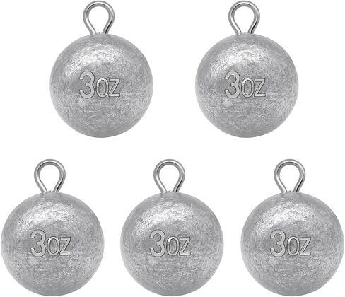 5 Pcs Fishing Round Sinker Cannonball Lead Weights Assortment in Saudi Arabia