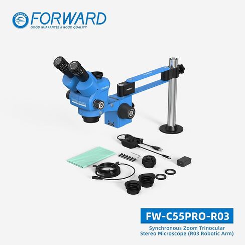 Forward FW-C55Pro-R03 Trinocular Stereo Microscope, R03 Robotic Arm in Kuwait