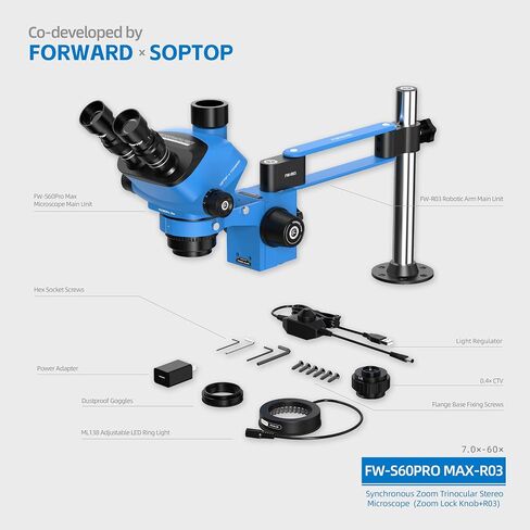 Forward FW-S60Promax-R03 Stereo Microscope, 6X-60X Triple Barlow in Kuwait