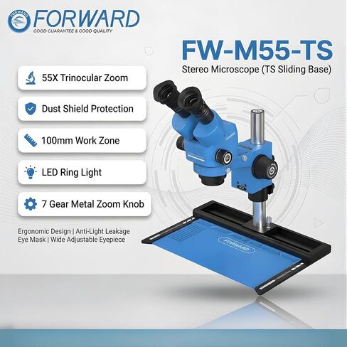 Forward FW-M55-TS Stereo Microscope, Trinocular Zoom Head with Camera Port in Kuwait