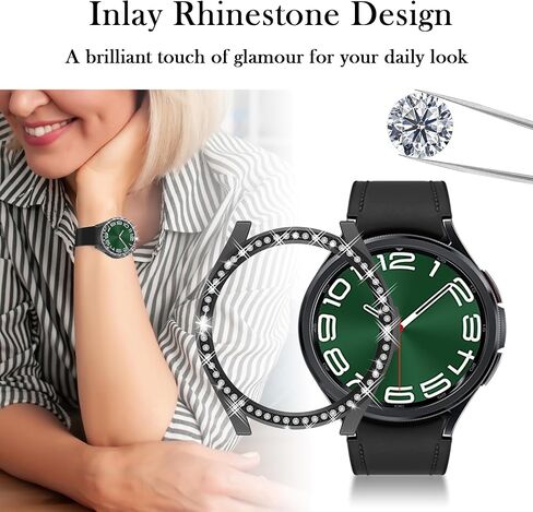 2 in 1 Watch Bling Case for Samsung Galaxy Watch 6 Classic 43mm (SM-R950), PC Protective Bumper Cover and Glitter Rhinestone Bezel Ring (Glass Film Not Included) in Kuwait