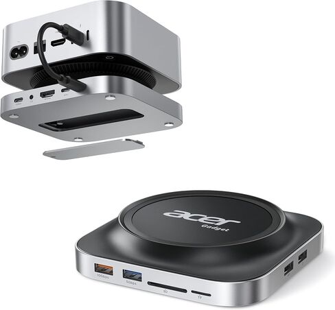 Acer Gadget Mac mini M4 Dock, 8TB M.2 NVMe/SATA SSD Enclosure & Stand, 4K@144Hz HDMI 2.1, 10Gbps USB-C & USB-A Hub, SD/TF Card Reader, 3.5mm Audio, Aluminum Docking Station for Mac mini M4 & M4 Pro in Kuwait