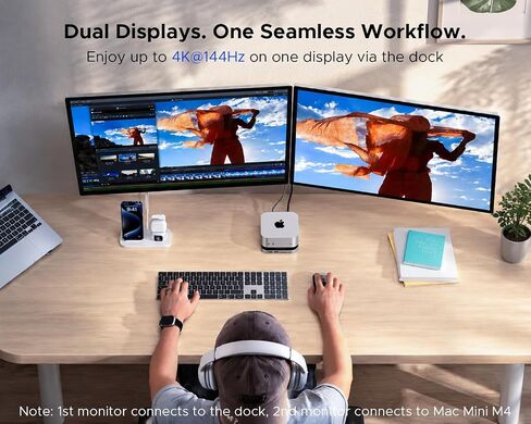 Acer Gadget Mac mini M4 Dock, 8TB M.2 NVMe/SATA SSD Enclosure & Stand, 4K@144Hz HDMI 2.1, 10Gbps USB-C & USB-A Hub, SD/TF Card Reader, 3.5mm Audio, Aluminum Docking Station for Mac mini M4 & M4 Pro in Kuwait