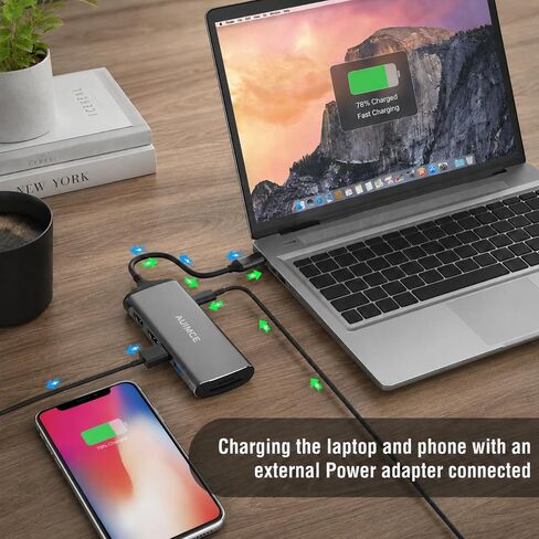 USB-C Docking Station Dual Monitor 2 HDMI 4K@60Hz, 7 in 1 USB C Hub Multiport Hdmi Splitter Adapter, 100W PD Port, 2X USB 3.0, SD/TF Card Reader, Portable Aluminum Dock for Windows Laptops in Kuwait