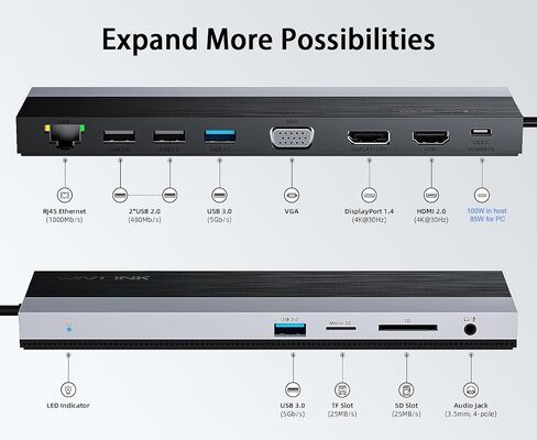 WAVLINK 12-in-1 USB C Docking Station, Triple Display Type C Hub in Kuwait