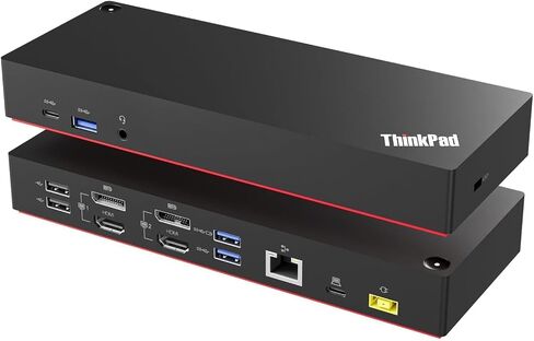 ThinkPad 40AF0135 Universal Hybrid USB-C with USB-A Adapter Docking Station for Lenovo Laptops, Dual Monitor, Comes with ITSPWR HDMI 4K Cable + 50 Cable Ties in Kuwait