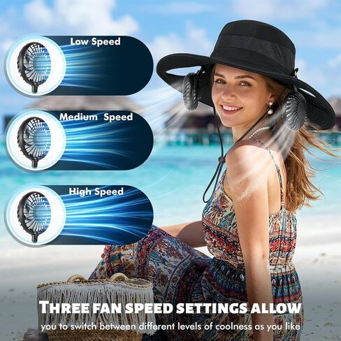 Bucket Hat Fan, 2-in-1 Hands-free Hat Fan with Detachable Neck Fan in Kuwait