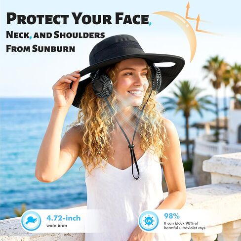 Bucket Hat Fan, 2-in-1 Hands-free Hat Fan with Detachable Neck Fan in Kuwait
