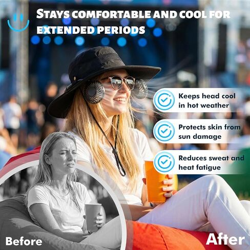 Bucket Hat Fan, 2-in-1 Hands-free Hat Fan with Detachable Neck Fan in Kuwait