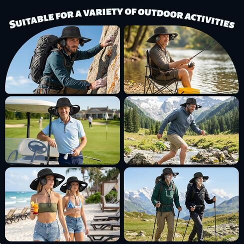 Bucket Hat Fan, 2-in-1 Hands-free Hat Fan with Detachable Neck Fan in Kuwait
