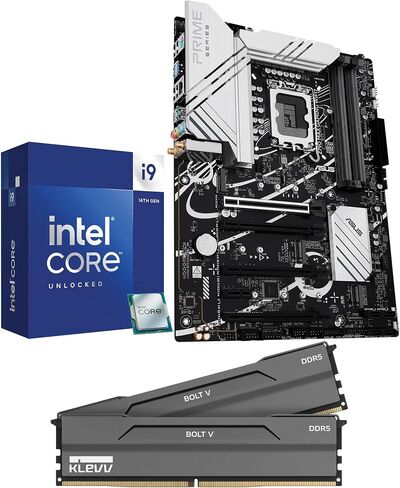 Micro Center 3 in 1 Combo: Intel Core i9-14900K Procesor w/Asus Z790 MAX Gaming WIFI7 Motherboard and KLEVV Bolt V DDR5 32GB (2x16GB) 6000MHz CL30 SK Hynix A-Die 1.35V Gaming Desktop Ram Memory in Kuwait
