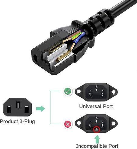 3 Prong Universal TV Monitor AC Replacement Power Cord 6FT in Kuwait