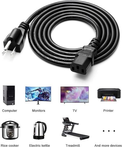 3 Prong Universal TV Monitor AC Replacement Power Cord 6FT in Kuwait