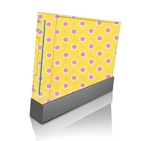 Pink and Yellow Dots Fun design Vinyl Decal Sticker Skin by Debbie's Designs for Wii Console in Kuwait