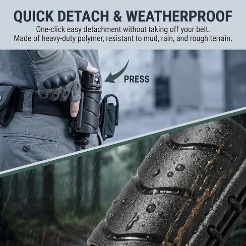 MK3 Pepper Spray Holster for Duty Belt & MOLLE System, 360° Adjustable 16 Positions OC Spray Holder, Heavy Duty Polymer Quick Release Belt Clip for Law Enforcement, Tactical Gear in Kuwait