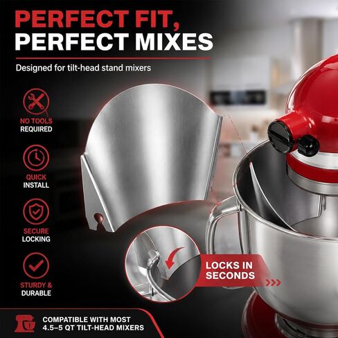 Stainless Steel Pouring Chute Compatible with KitchenAid Stand Mixer, Mess-Free Easy Pouring Guide for Flour & Liquids, Dishwasher Safe Baking Mixer Accessory in Kuwait