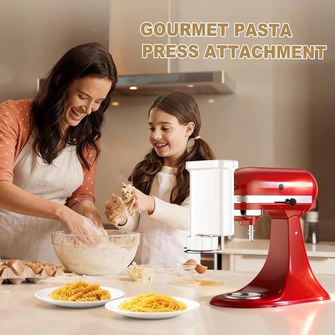 Gourmet Pasta Press,Pasta Attachment for Kitchenaid Stand Mixer,Kitchen aid Pasta Maker Attachments with 5 Plates for Spaghetti,Bucatini,Fusilli and Macaroni,Pasta Maker by Kitchwiyte in Kuwait