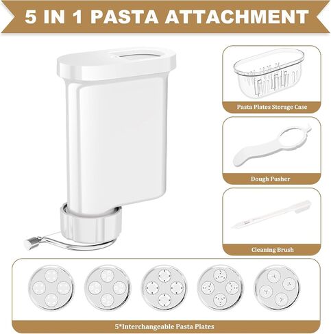 Gourmet Pasta Press,Pasta Attachment for Kitchenaid Stand Mixer,Kitchen aid Pasta Maker Attachments with 5 Plates for Spaghetti,Bucatini,Fusilli and Macaroni,Pasta Maker by Kitchwiyte in Kuwait