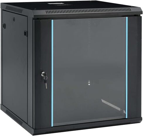 12U Wall Mounted Network Cabinet, 19 Inch IP20 Data Cabinet, 23.6x23.6x25.2 Inch Cold-Rolled Steel Enclosure for Router and Fiber Optic Modem in Kuwait