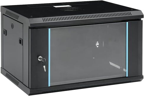6U Wall Mounted Network Cabinet 19" IP20 Data Cabinet, 23.6x17.7x13.8 Inch, Cold-Rolled Steel, Lockable Front Door, Removable Side Panels for Router and Fiber Optic Modem in Kuwait