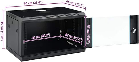 6U Wall Mounted Network Cabinet 19" IP20 Data Cabinet, 23.6x17.7x13.8 Inch, Cold-Rolled Steel, Lockable Front Door, Removable Side Panels for Router and Fiber Optic Modem in Kuwait