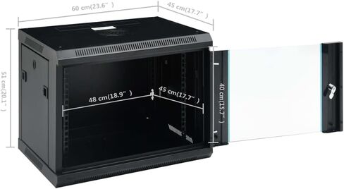 9U Wall Mount Network Cabinet 19 Inch, 23.6x17.7x20.1 Inch Data Cabinet for Router and Fiber Optic Modem, Lockable Front Door with Key, Cold-Rolled Steel in Kuwait