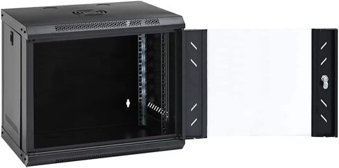 9U Wall Mounted Network Cabinet 19 Inch IP20 Data Cabinet with Lock and Key, Cold-Rolled Steel Removable Side Panels for Network Accessories in Kuwait