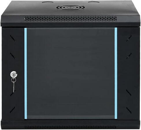 9U Wall Mounted Network Cabinet 19 Inch IP20 Data Cabinet with Lock and Key, Cold-Rolled Steel Removable Side Panels for Network Accessories in Kuwait
