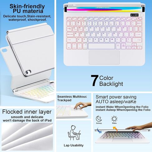 GGQFGTOJ Keyboard Case for iPad 11th (A16) & 10th Generation，Magic-Style Backlit Keyboard with Multi-Touch Trackpad – Floating Cantilever Stand – Magnetic Case for iPad 11 inch &10th Gen 10.9 inch in Kuwait