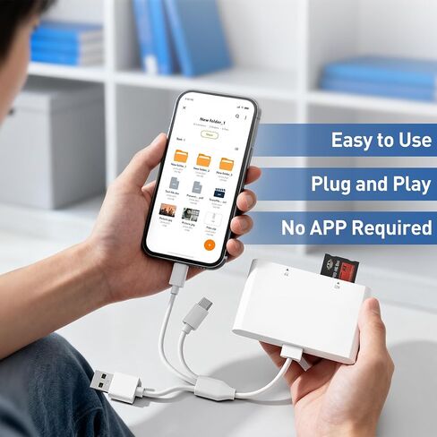 4-in-1 Memory Stick Pro Duo Adapter for iPhone/Android/PC – Lightning/USB-C/USB-A OTG Card Reader for SD/TF/MS/XD, High-Speed 480Mbps Sony Cybershot Compatible Reader, Plug & Play, No App Needed in Kuwait