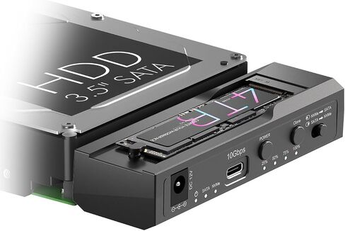 M.2 NVMe/SATA & 2.5"/3.5" Hard Drive Cloner Docking Staion, ICY BOX 10Gbps NVMe Cloner&Reader, M.2 to SATA Hard Drive Dock for 2.5"/3.5" SSD&HDD Hard Drives, Offline Clone Enclosure, Tool-Free in Kuwait