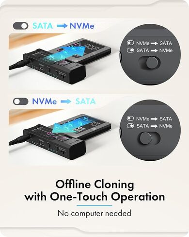 M.2 NVMe/SATA & 2.5"/3.5" Hard Drive Cloner Docking Staion, ICY BOX 10Gbps NVMe Cloner&Reader, M.2 to SATA Hard Drive Dock for 2.5"/3.5" SSD&HDD Hard Drives, Offline Clone Enclosure, Tool-Free in Kuwait