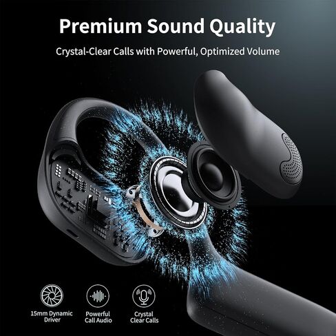 CXK Open Ear Headphones with Mic, Dual Noise Canceling Mic for Clear Calls in Kuwait