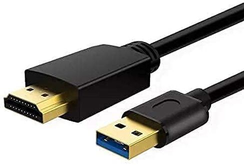USB to HDMI Adapter Cable 6.6FT, USB to HDMI Cable Male to Male Full 1080P HD Display Cable Audio Video Converter Cord for PC/Laptop to Monitor/HDTV/Projector Only for Windows XP/7/8/8.1/10 in Kuwait