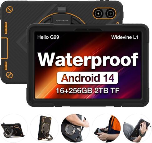 AGM PAD P2 Active Rugged Android 14 Tablet with Case, Waterproof & Drop-Proof, Widevine L1 & GMS Certified, 11" 90Hz FHD 480 NITS Display, MTK G99, 8000 mAh, 16(8+8) + 256GB[TF 2TB], GPS, Compass, OTG in Kuwait