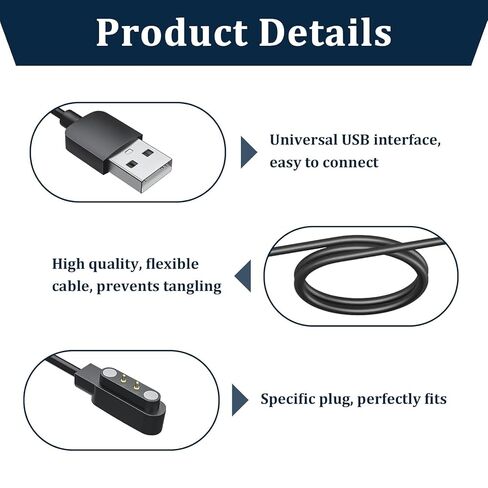 2-Pack Smart Watch Charger for VeryFit IDW19 IDW13 ID208 BT Plus - Magnetic USB Charging Cable - Replacement Power Cord for IDW15 IDW16 IDW17 IDW21 IDW25 IDW26 IDW28 GTX20 - Fast Charging Accessories in Saudi Arabia