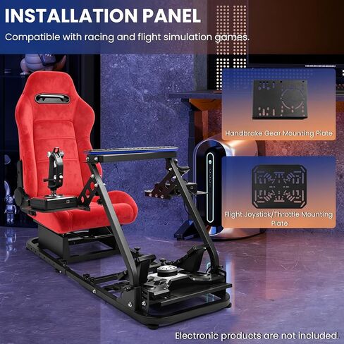 Minneer Adjustable Racing Flight Sim Cockpit with Red Suede Seat Fit for Logitech X56 X52 G920,for Thrustmaster T248,for Fanatec,Double Levers Gaming Wheel,Stand Wheel Pedal & Handbrake Not Included in Kuwait