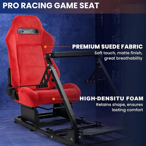 Minneer Adjustable Racing Flight Sim Cockpit with Red Suede Seat Fit for Logitech X56 X52 G920,for Thrustmaster T248,for Fanatec,Double Levers Gaming Wheel,Stand Wheel Pedal & Handbrake Not Included in Kuwait