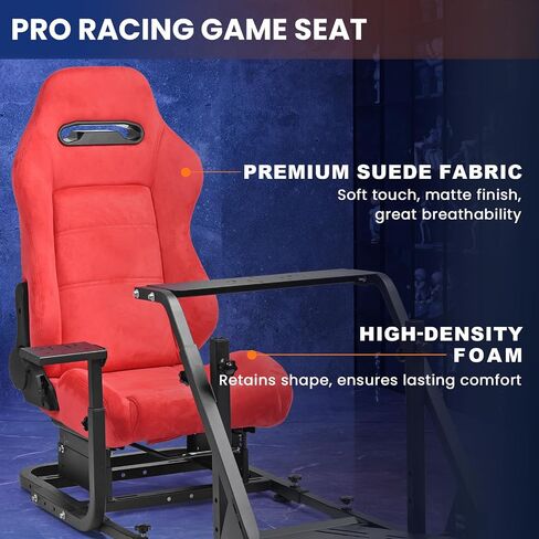 Minneer Racing Simulator Cockpit with Red Suede Seat Fit for Logitech G29 G923, for Thrustmaster T248, Adapt TV Stand, Reinforced Gaming Steering Wheel Cockpit Not Included Wheel, Pedal & Handbrake in Kuwait