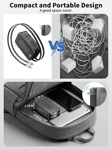 Retractable USB C Charger,45W iPhone Charger Fast Charging,4in1 Foldable Charger Plug Block Dual Type C Cable Cord for iPhone 17E/17 ProMax/17/16e/16/15,Samsung Galaxy S26Ultra/S26/S25/S24/S23,Android in Kuwait
