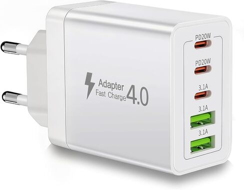 European Charger 5 Port USB C Charger Block, European Travel Plug Adapter in Kuwait