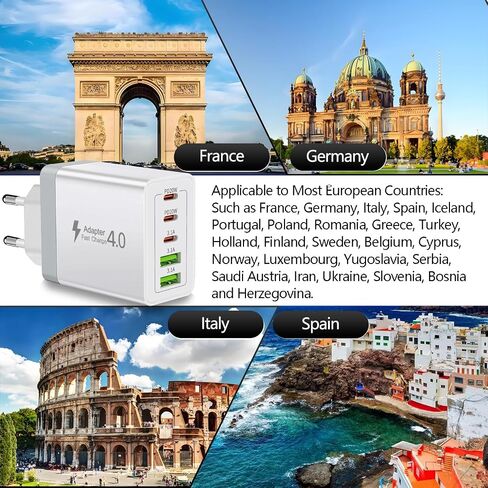 European Charger 5 Port USB C Charger Block, European Travel Plug Adapter in Kuwait