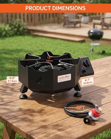 ONLYFIRE GRILLS Tabletop Gas Burner, Propane Camping Stove with Hose, GS366 in Kuwait