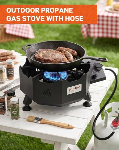 ONLYFIRE GRILLS Tabletop Gas Burner, Propane Camping Stove with Hose, GS366 in Kuwait