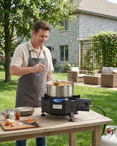 ONLYFIRE GRILLS Tabletop Gas Burner, Propane Camping Stove with Hose, GS366 in Kuwait