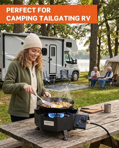 ONLYFIRE GRILLS Tabletop Gas Burner, Propane Camping Stove with Hose, GS366 in Kuwait