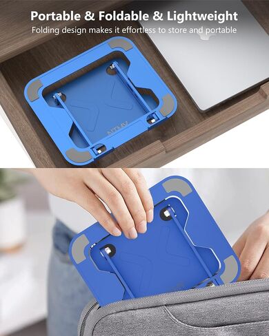 NTMY Adjustable Laptop Stand for Desk,Foldable Laptop Stand,Ergonomic Laptop Riser for MacBook Air Pro, Dell XPS, Acer,Lenovo,HP(10-16'')-Glacier Blue in Kuwait