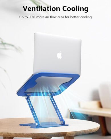 NTMY Adjustable Laptop Stand for Desk,Foldable Laptop Stand,Ergonomic Laptop Riser for MacBook Air Pro, Dell XPS, Acer,Lenovo,HP(10-16'')-Glacier Blue in Kuwait
